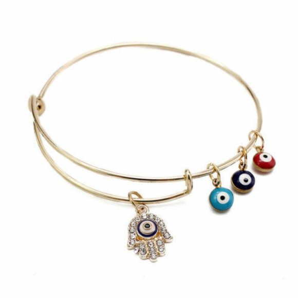 Evil Eye Bracelet Hamsa Hand of God Luck Bangle - Picture 1 of 1